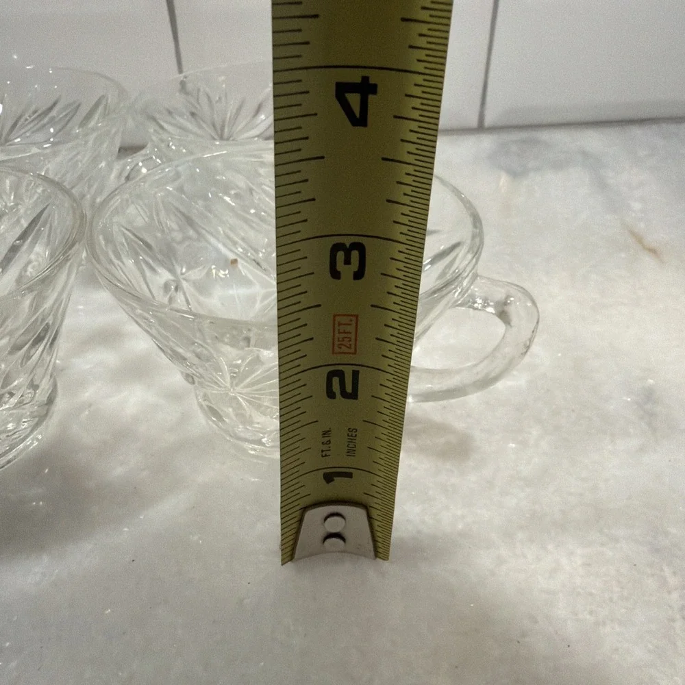 Vintage Anchor Hocking Clear Glass  Prescut StarofDavid Punch Cups Set of 6ES003